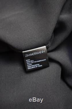 ZIMMERMANN Black Realm Web Dot Lace Cold Shoulder Long Sleeve Top Sz 0 Fits US4