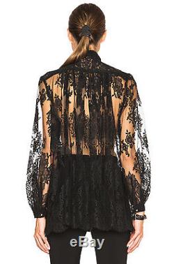 ZIMMERMANN Rhythm Lace Bow Long Sleeve Top Blouse in Black 1 US 4 / 6 S
