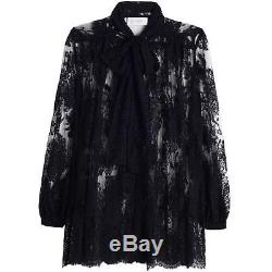 ZIMMERMANN Rhythm Lace Bow Long Sleeve Top Blouse in Black 1 US 4 / 6 S