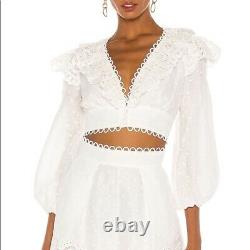 Zimmermann Bellitude Ruffled Cropped White Linen Blouse Shirt Top Size 0 XS New