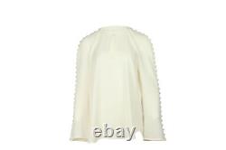 Zimmermann Long Sleeve Button Embellished Blouse in Cream Polyester